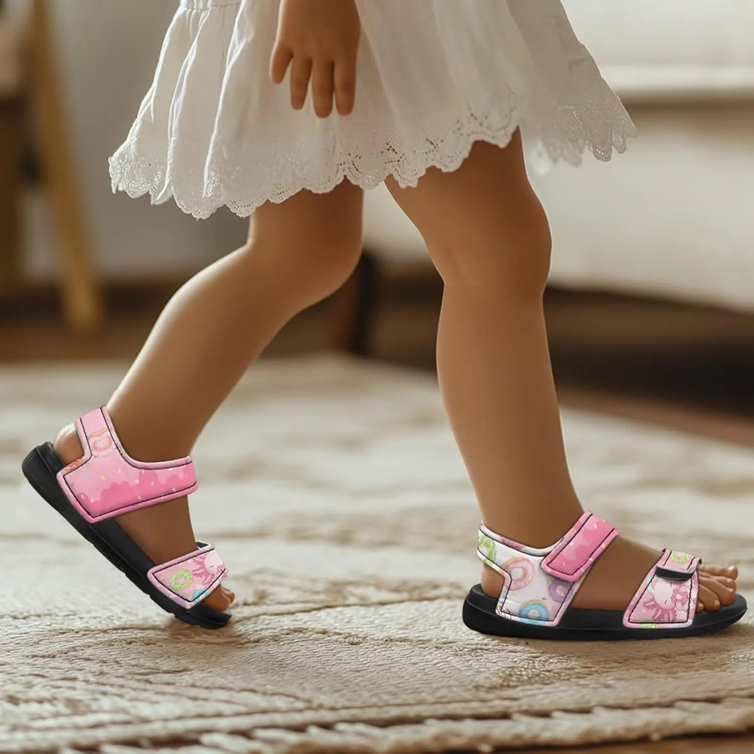Kids Sandals Girls Toddler Summer Shoes Sandals for Kids Girls Summer Slide with Adjustable Strap Athletic Shoes