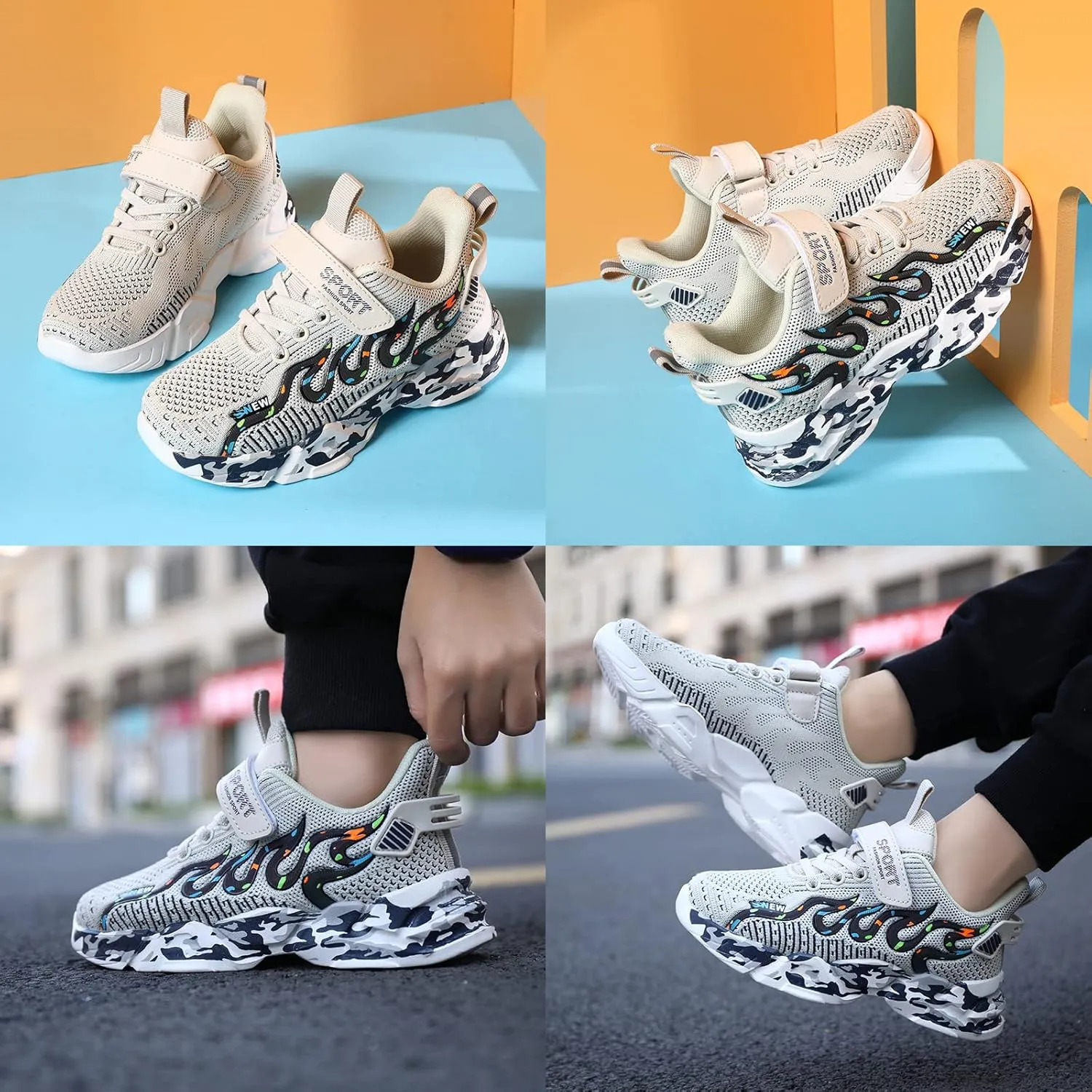 Kids Sneakers Lightweight Mesh Breathable Comfortable Running Tennis Athletic Boys Girls Shoes