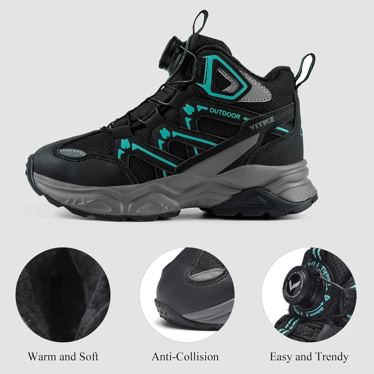 Kids Snow Boots Boys Girls Winter Shoes Warm Waterproof Slip Resistant Outdoor Hiking Walking Boot
