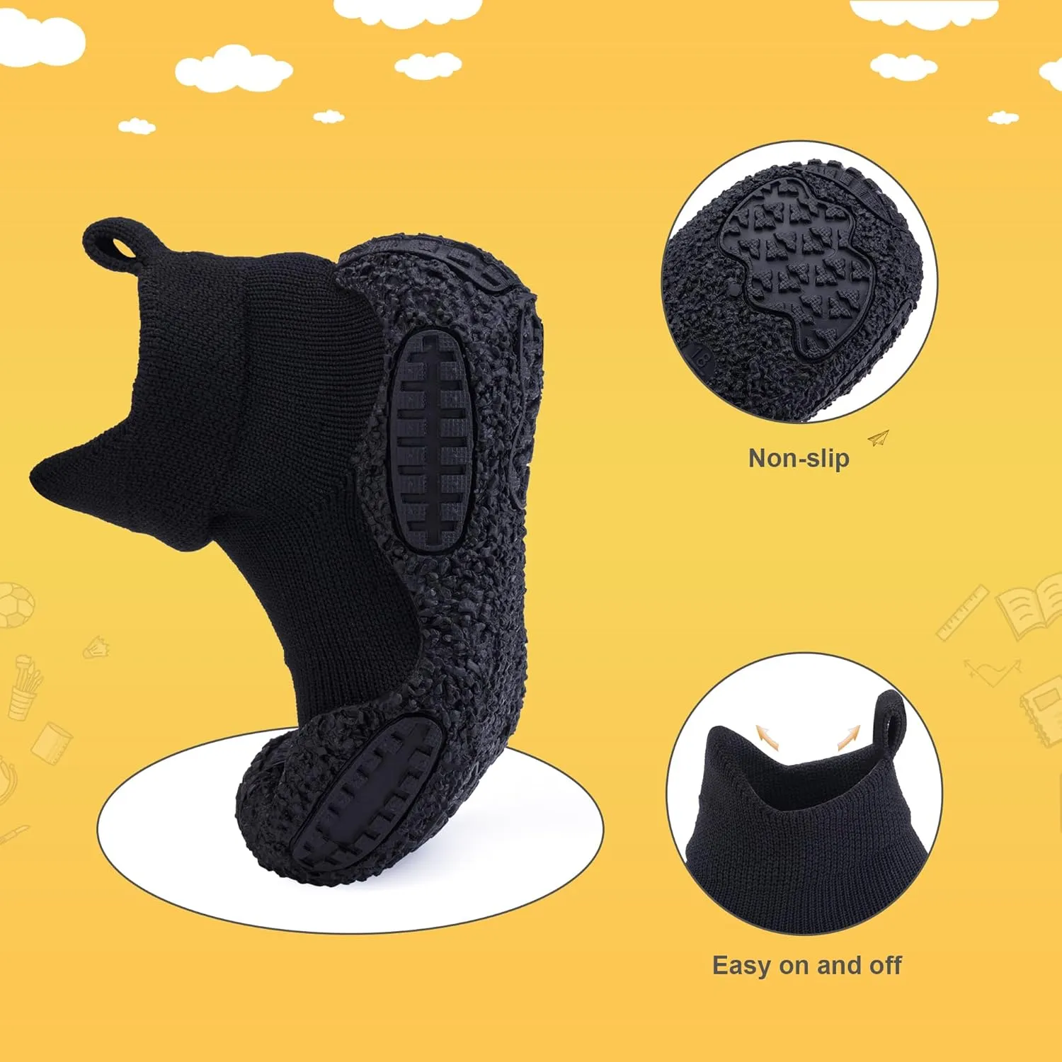 Kids Sock Shoes Non-Skid Sneakers Boys Girls Water Shoes Toddlers Babys Walking Shoes Soft Rubber Sole