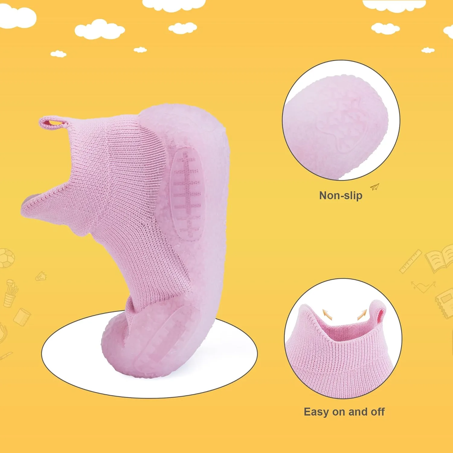 Kids Sock Shoes Non-Skid Sneakers Boys Girls Water Shoes Toddlers Babys Walking Shoes Soft Rubber Sole