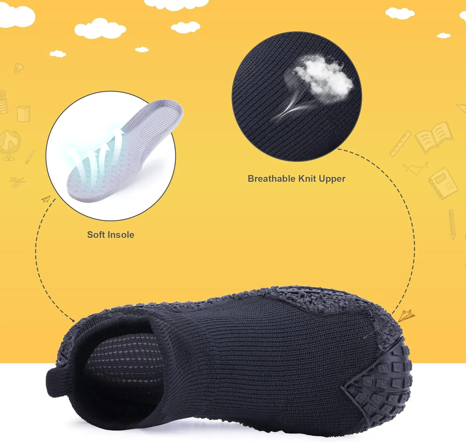 Kids Sock Shoes Non-Skid Sneakers Boys Girls Water Shoes Toddlers Babys Walking Shoes Soft Rubber Sole