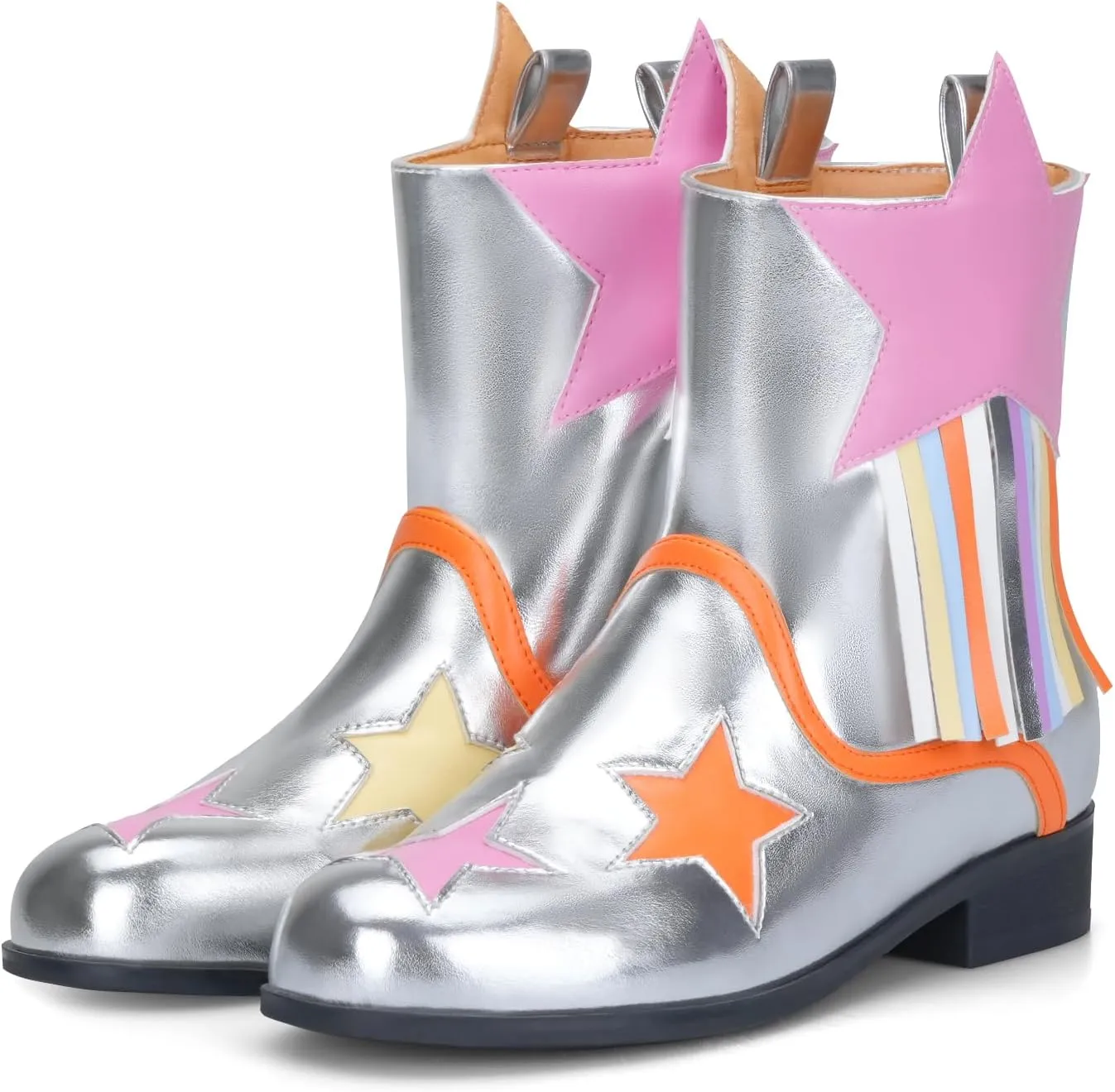 Kids Tassels Cowgirl Boots, Stars Girls Cowboy Boots, Toddler Pull on Cowboy Booties for Baby Western Shoes