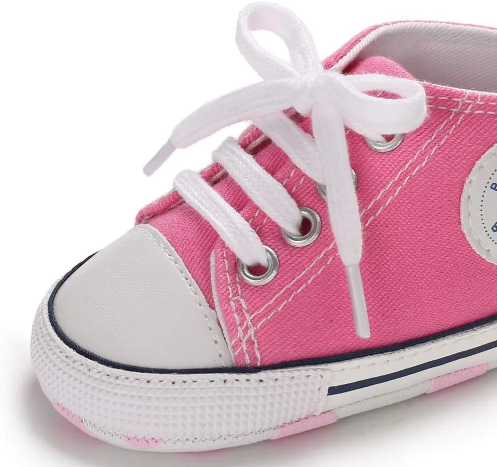 KIDSUN Unisex Baby Boys Girls High Top Sneaker Soft Anti-Slip Sole Newborn Infant First Walkers Canvas Denim Shoes