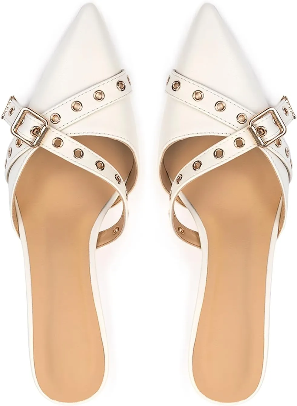 Kitten Heels for Women Pointed Toe Heels Studded Slip On Bow Heels Mules Faux Suede Sandals Kitten Heel Pumps