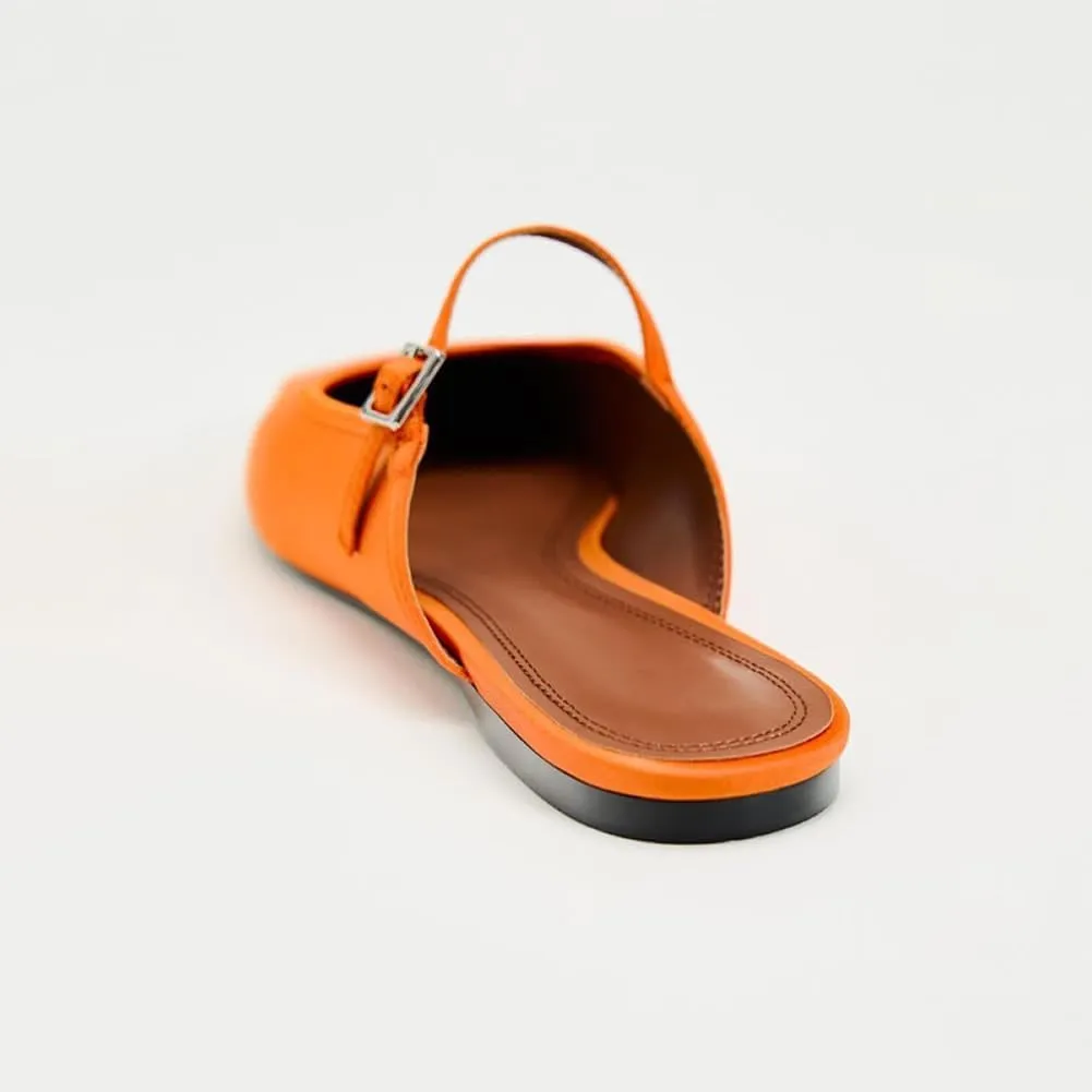Kluolandi Flat Mules for Women Square Toe Mule Ballet Flats with Strap Comfortable Closed Toe Slides Shoes