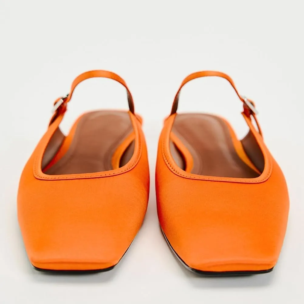 Kluolandi Flat Mules for Women Square Toe Mule Ballet Flats with Strap Comfortable Closed Toe Slides Shoes