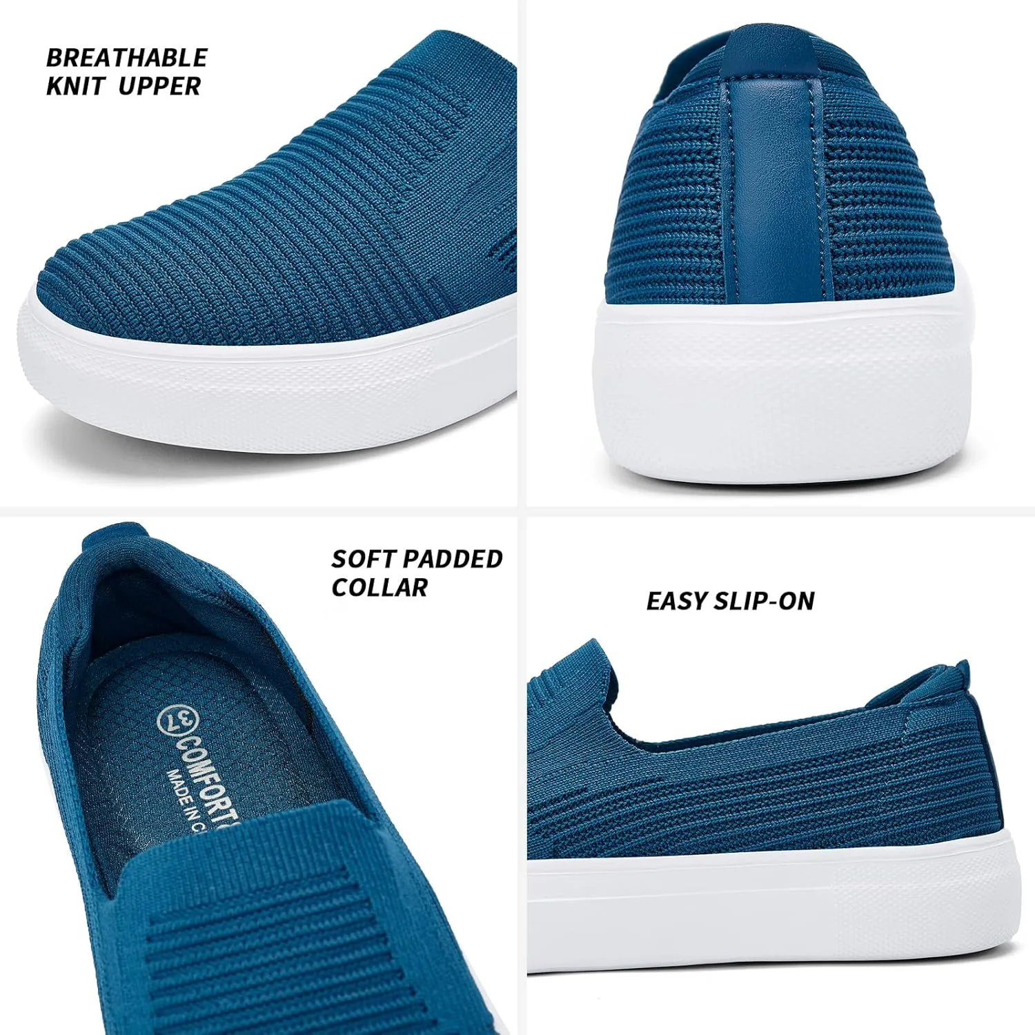 konhill Loafers for Women Slip on Walking Shoes Knit Breathable Tennis Work Comfortable Casual Fashion Sneakers