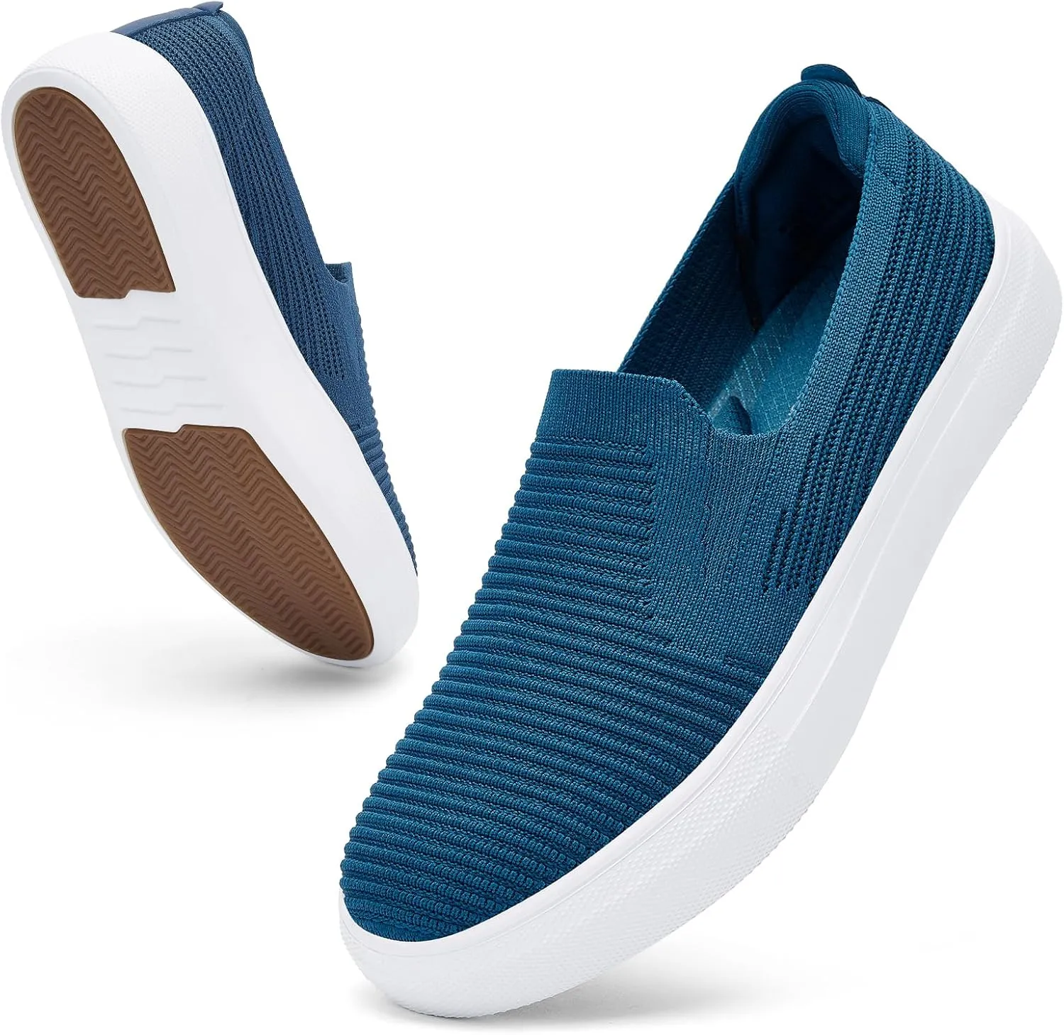 konhill Loafers for Women Slip on Walking Shoes Knit Breathable Tennis Work Comfortable Casual Fashion Sneakers