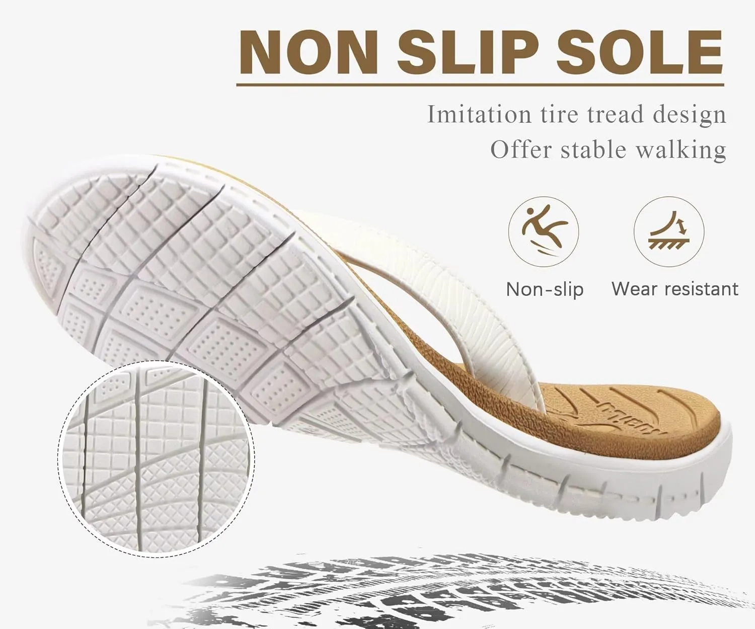 KuaiLu Comfortable Flip Flops for Women with Arch Support Summer Beach Walking Thong Sandals Slip On Indoor Outdoor