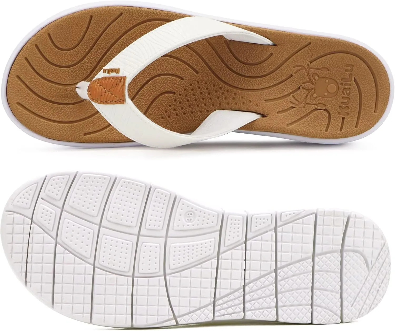 KuaiLu Comfortable Flip Flops for Women with Arch Support Summer Beach Walking Thong Sandals Slip On Indoor Outdoor