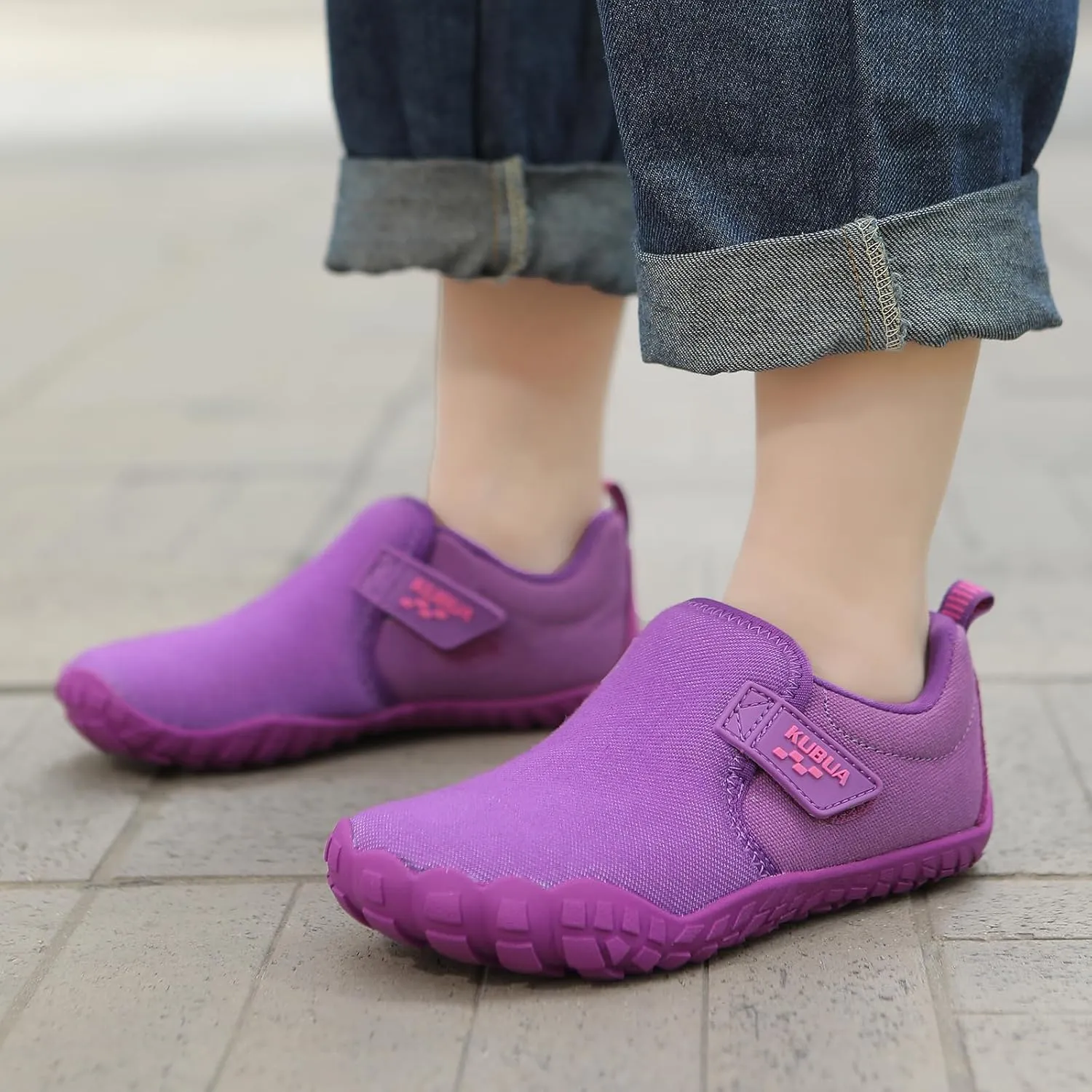 KUBUA Kids Barefoot Shoes Boys Girls Slip On Minimalist Sneakers for Walking Tennis Athletic Hiking Toddler Little Big Kid
