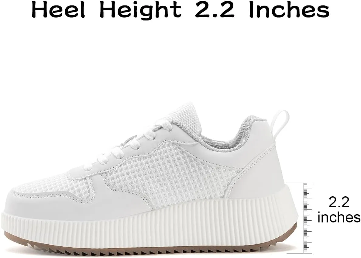 Kyedoo Women's Platform Chunky Sneakers Comfortable Casual Fashion Lace-up City Travel Walking Shoes