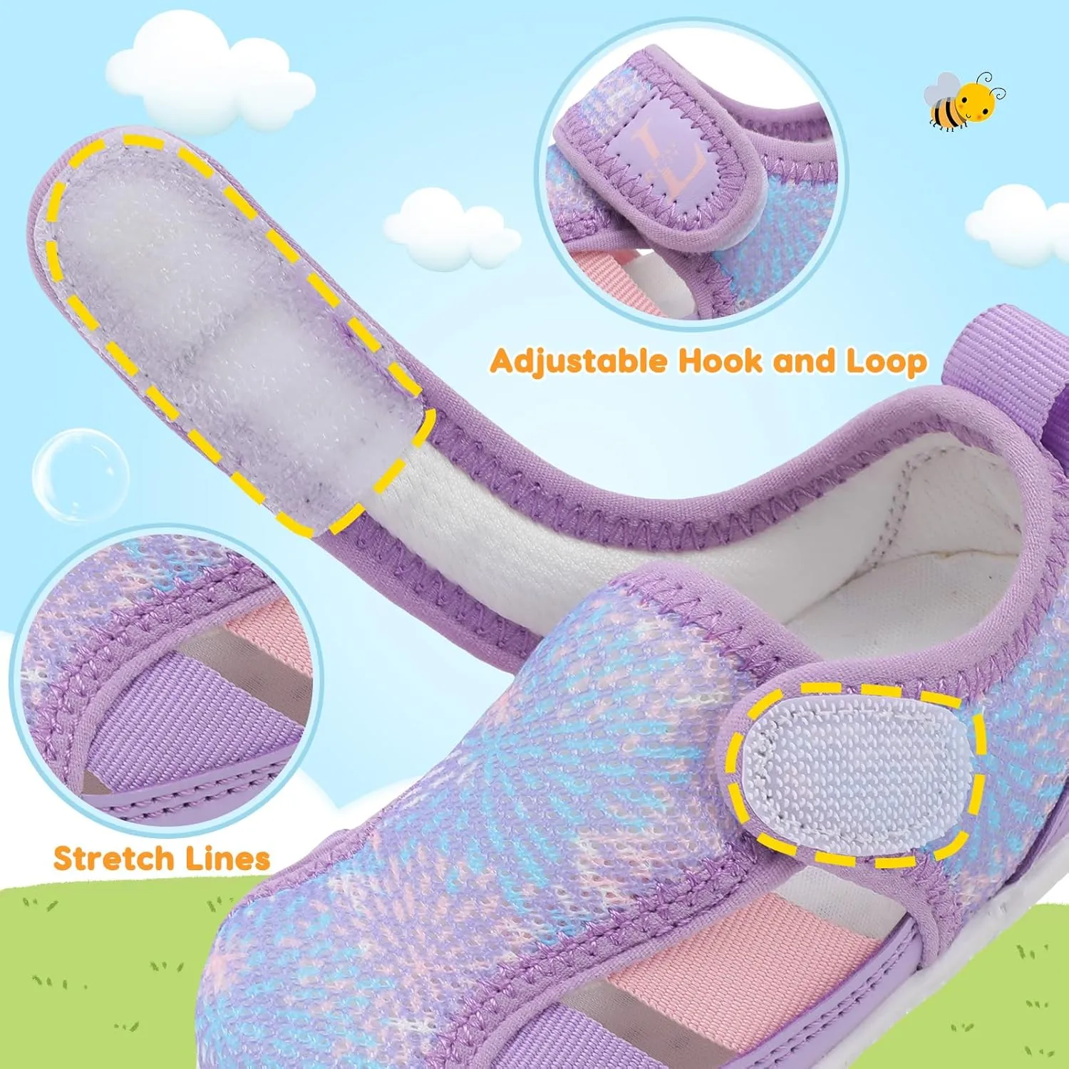 L-RUN Toddler Shoes Barefoot Kids Sneakers Wide Minimalist Boys Girls Summer Footwear for Indoor Outdoor Walking Running