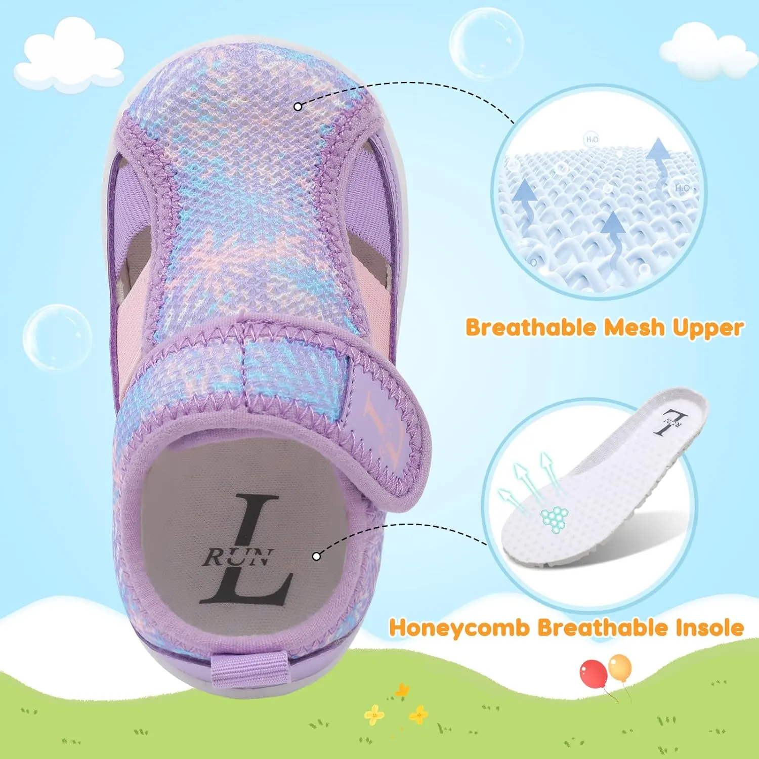 L-RUN Toddler Shoes Barefoot Kids Sneakers Wide Minimalist Boys Girls Summer Footwear for Indoor Outdoor Walking Running
