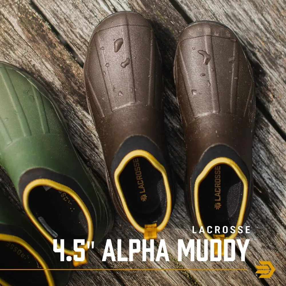 LaCrosse Alpha Muddy 4.5" Rubber Boots for Men Featuring Waterproof Rubber, Pull-On Design, and Eva Footbed