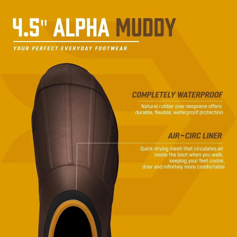 LaCrosse Alpha Muddy 4.5" Rubber Boots for Men Featuring Waterproof Rubber, Pull-On Design, and Eva Footbed