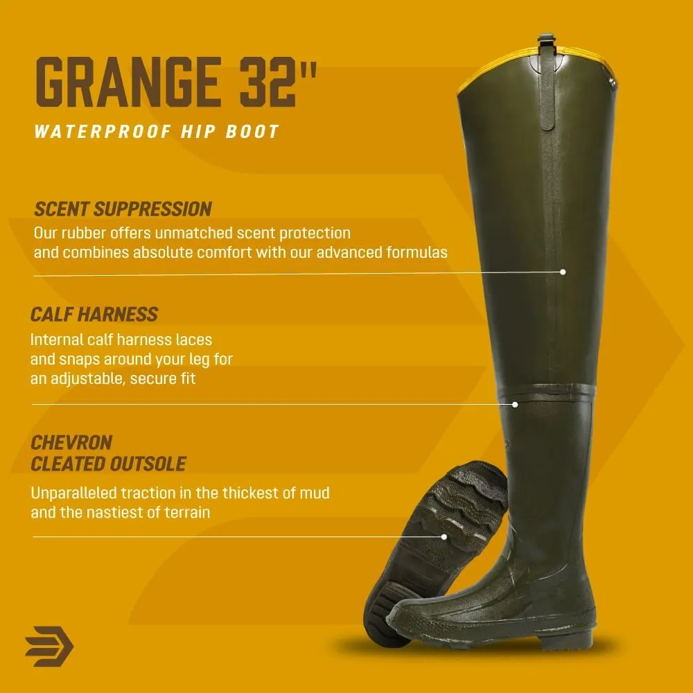 LaCrosse Grange 32" Rubber Boots for Men Featuring Waterproof Rubber, Slip-Resistant Design, Calf Harness, and Eva Footbed
