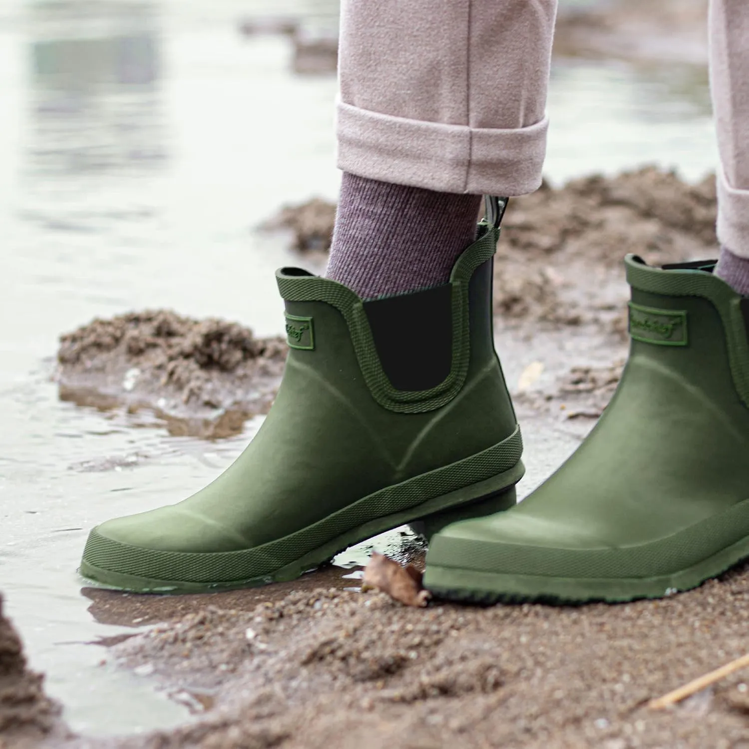 landchief Rain Boots for Women, Waterproof Ladies Tall Knee High Rubber boots,Comfort Garden Boots Anti-Slip Mid Heel Women Rain Shoes Outdoor