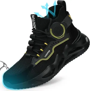 LAoutun Steel Toe Shoes for Men Women Work Shoes Safety Sneakers Shoes Comfortable Lightweight Puncture Proof Slip on Indestructible Work Shoes