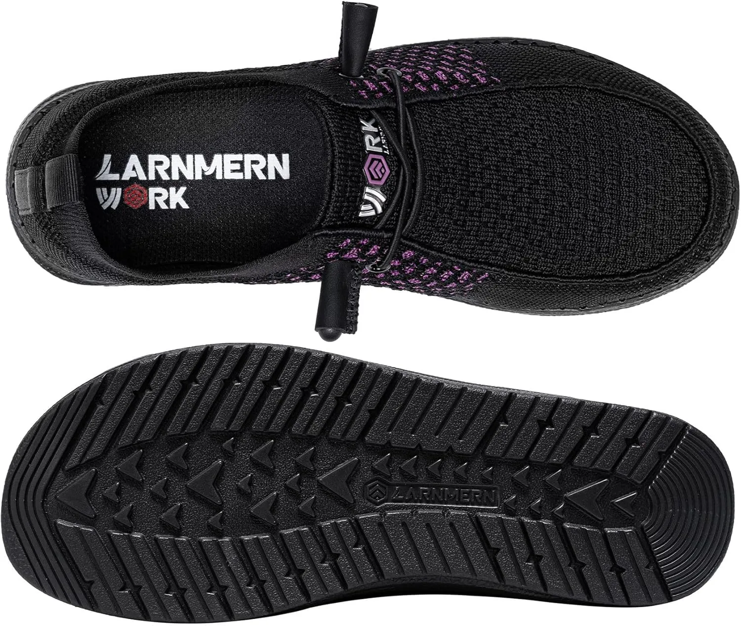 LARNMERN Steel Toe Loafers Women Lightweight Comfortable Slip On Walking Casual Flats Sneakers Work Safety Shoes