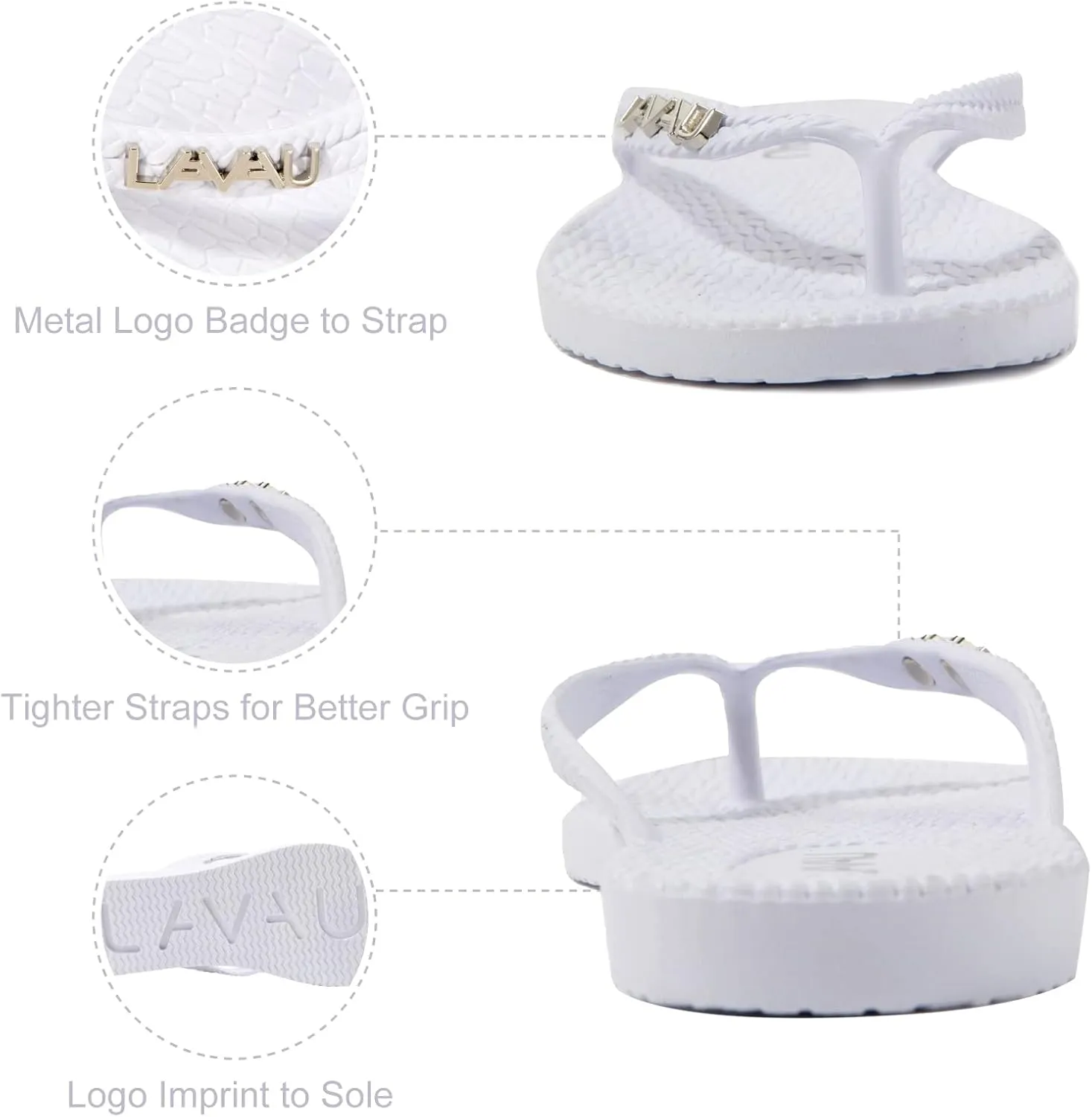 LAVAU Women Waterproof Flip Flops, Shower & Water No-Slip Sandals for Pool and Beach