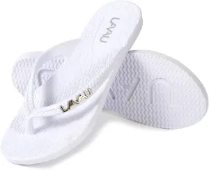 LAVAU Women Waterproof Flip Flops, Shower & Water No-Slip Sandals for Pool and Beach