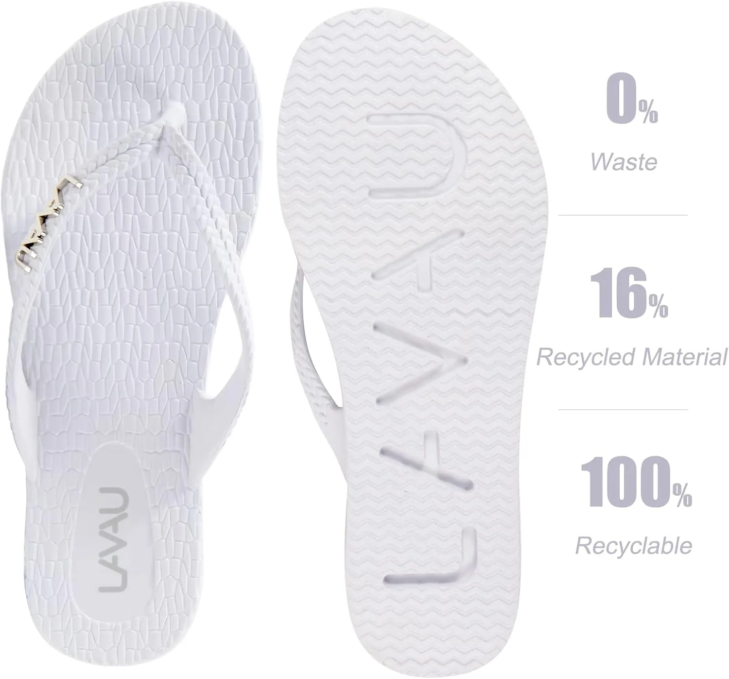 LAVAU Women Waterproof Flip Flops, Shower & Water No-Slip Sandals for Pool and Beach