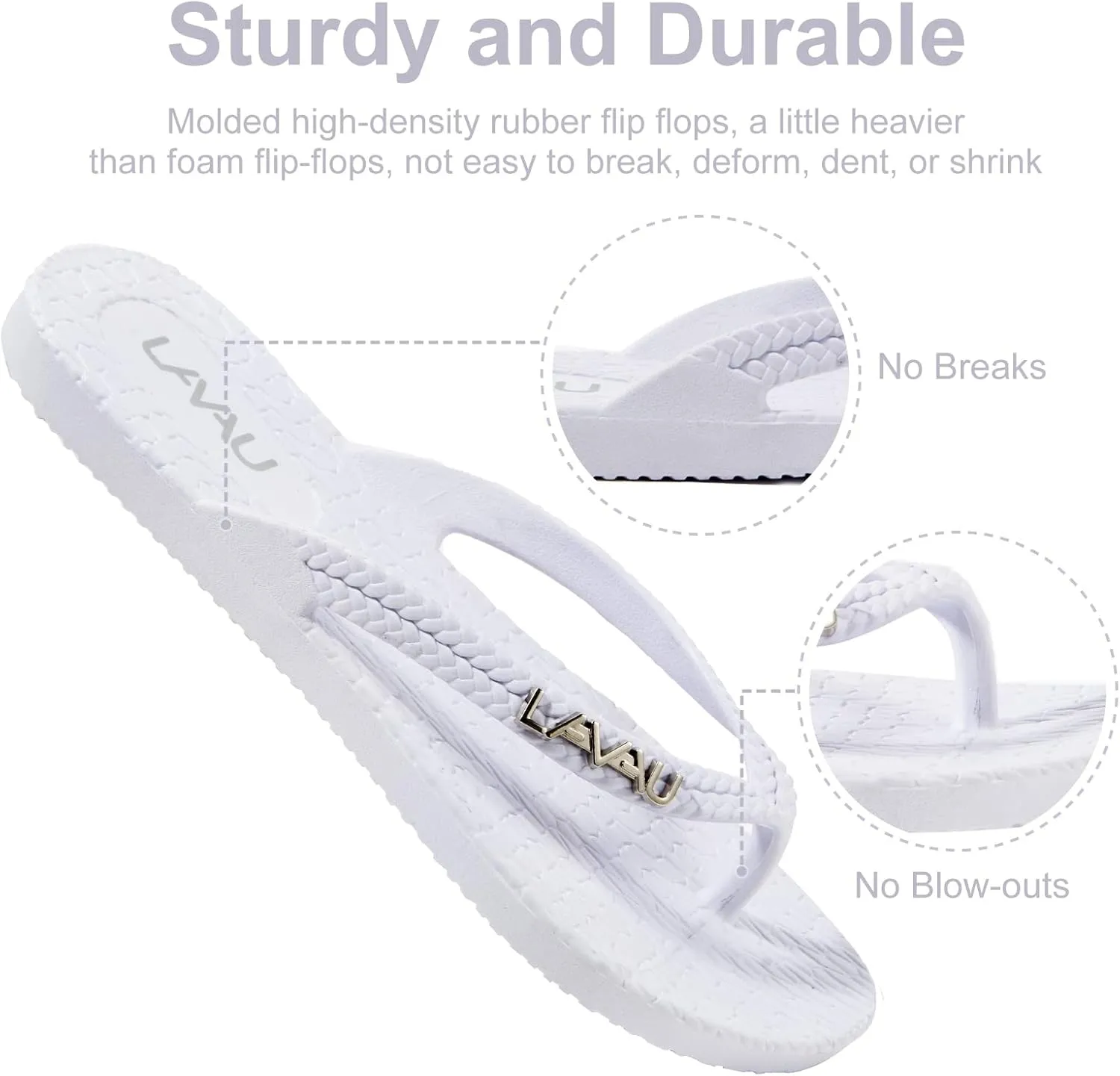 LAVAU Women Waterproof Flip Flops, Shower & Water No-Slip Sandals for Pool and Beach