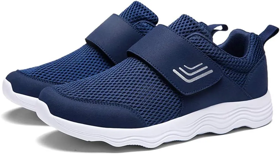 LEADER SHOW Men's Casual Comfort Walking Shoes Ultralight Flats Non-Slip Hook & Loop Fashion Sneakers