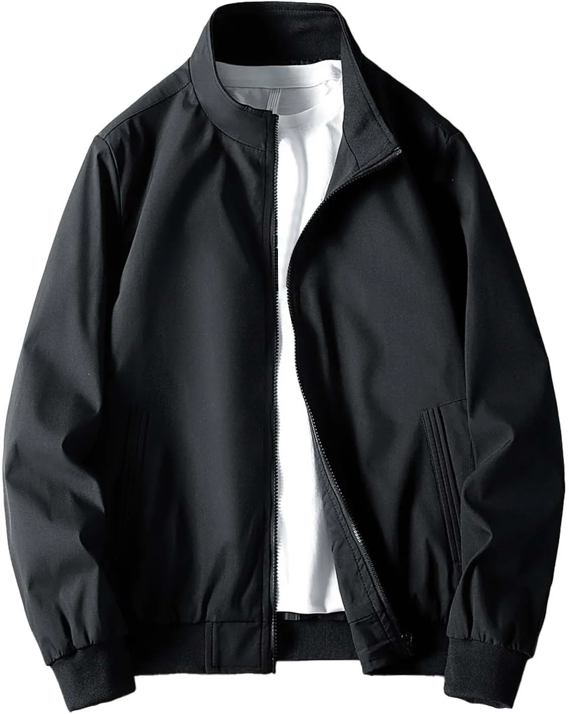 Lightweight Bomber Jackets for Men Full Zip Varsity Letterman Jackets Fall Winter Casual Fit Warm Coats with Pockets