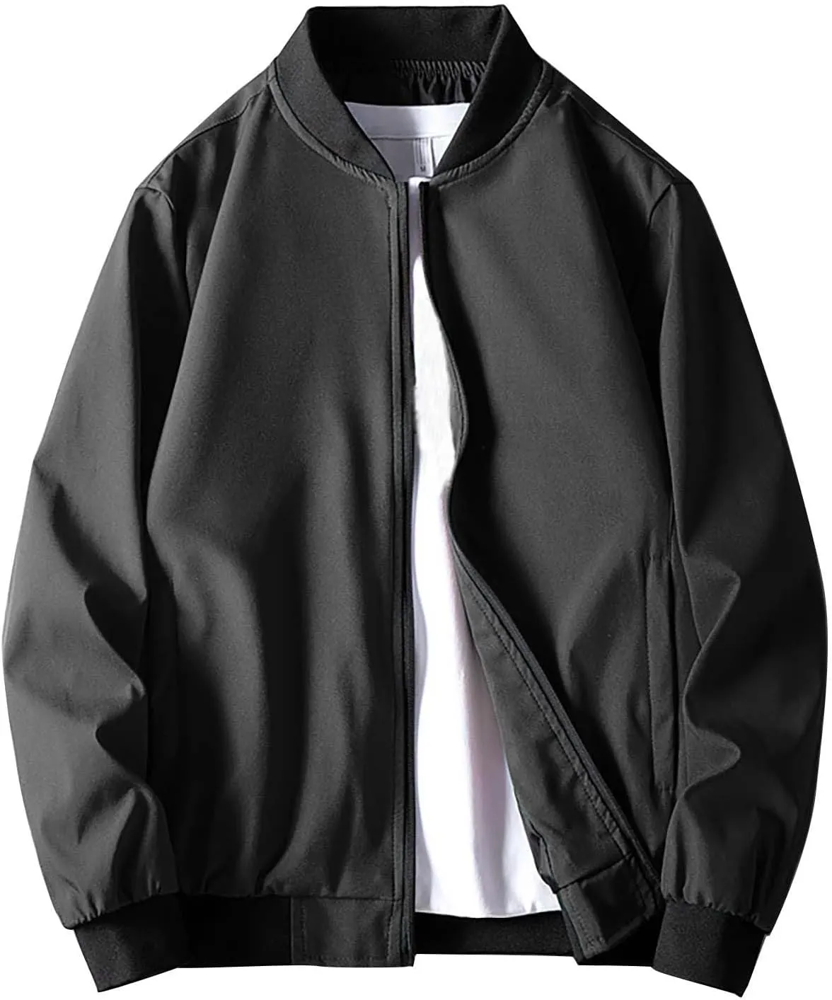 Lightweight Bomber Jackets for Men Full Zip Varsity Letterman Jackets Fall Winter Casual Fit Warm Coats with Pockets