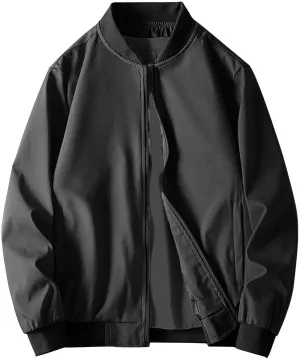Lightweight Bomber Jackets for Men Full Zip Varsity Letterman Jackets Fall Winter Casual Fit Warm Coats with Pockets