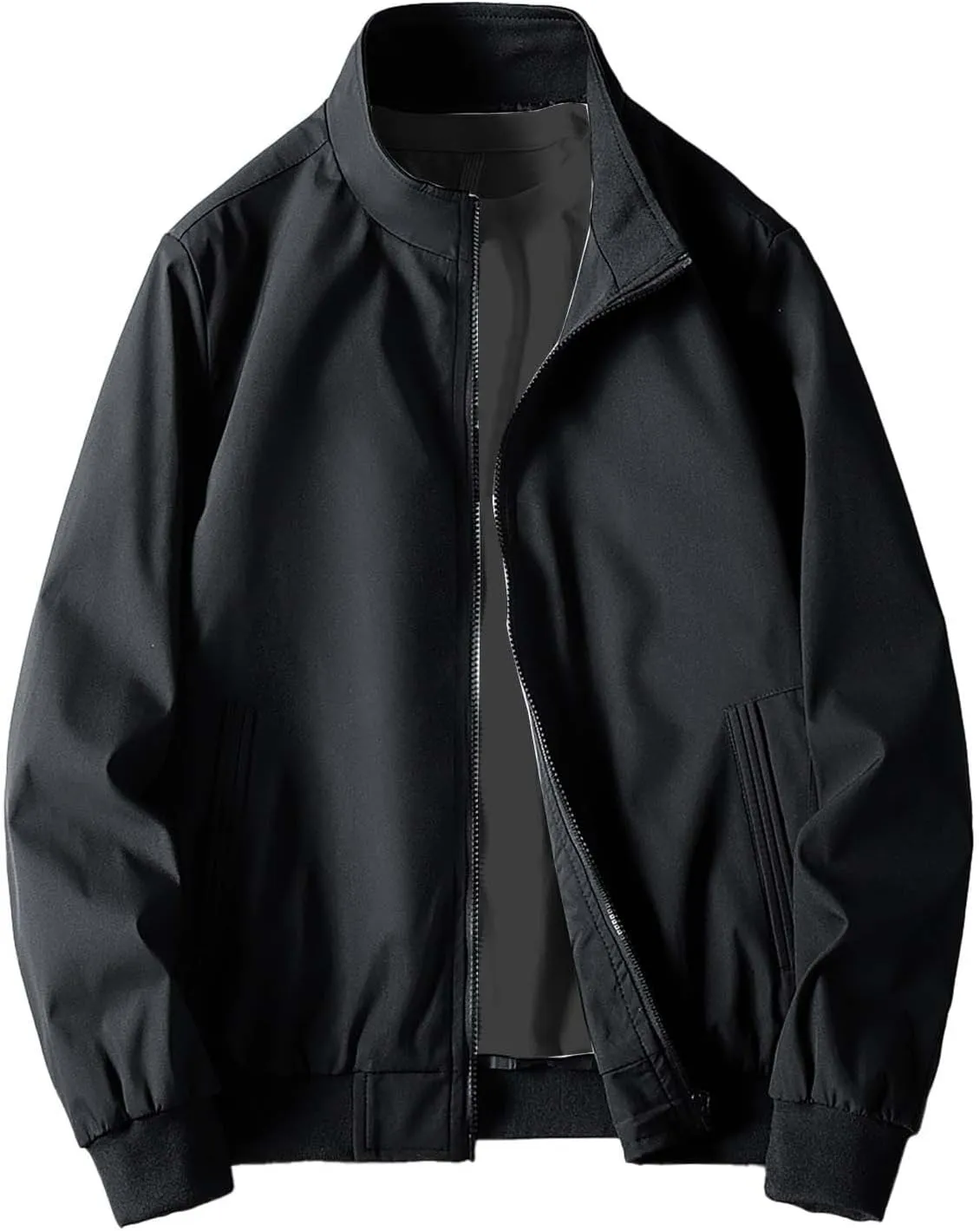 Lightweight Bomber Jackets for Men Full Zip Varsity Letterman Jackets Fall Winter Casual Fit Warm Coats with Pockets