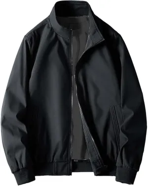 Lightweight Bomber Jackets for Men Full Zip Varsity Letterman Jackets Fall Winter Casual Fit Warm Coats with Pockets