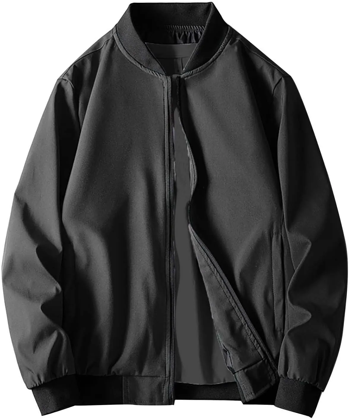 Lightweight Bomber Jackets for Men Full Zip Varsity Letterman Jackets Fall Winter Casual Fit Warm Coats with Pockets