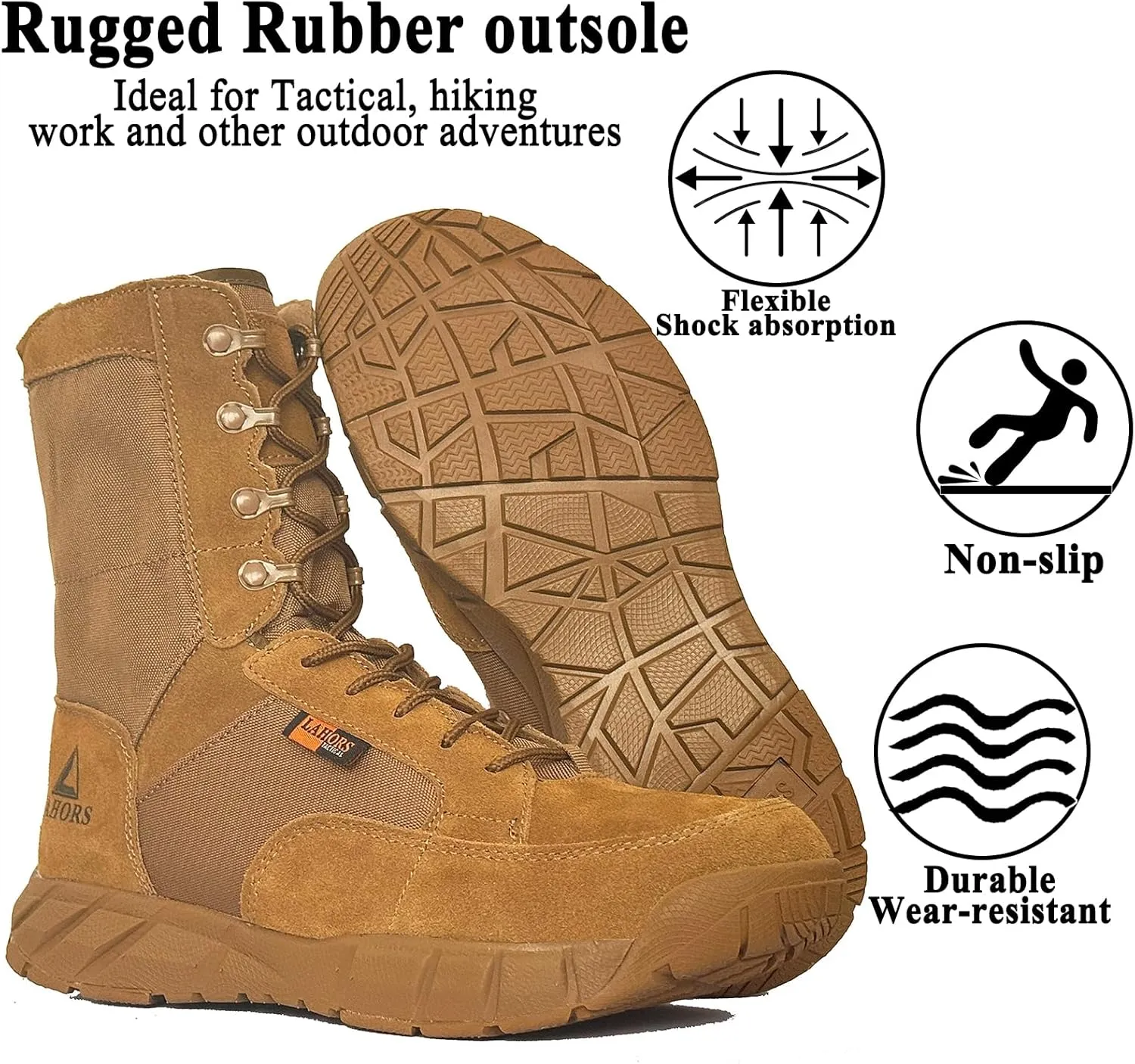 Lightweight Mens Tactical Shoes Combat Boots Coyote Brown Boots Military Training Lace Up Outdoor Hiking Breathable Army Shoe Side Zipper