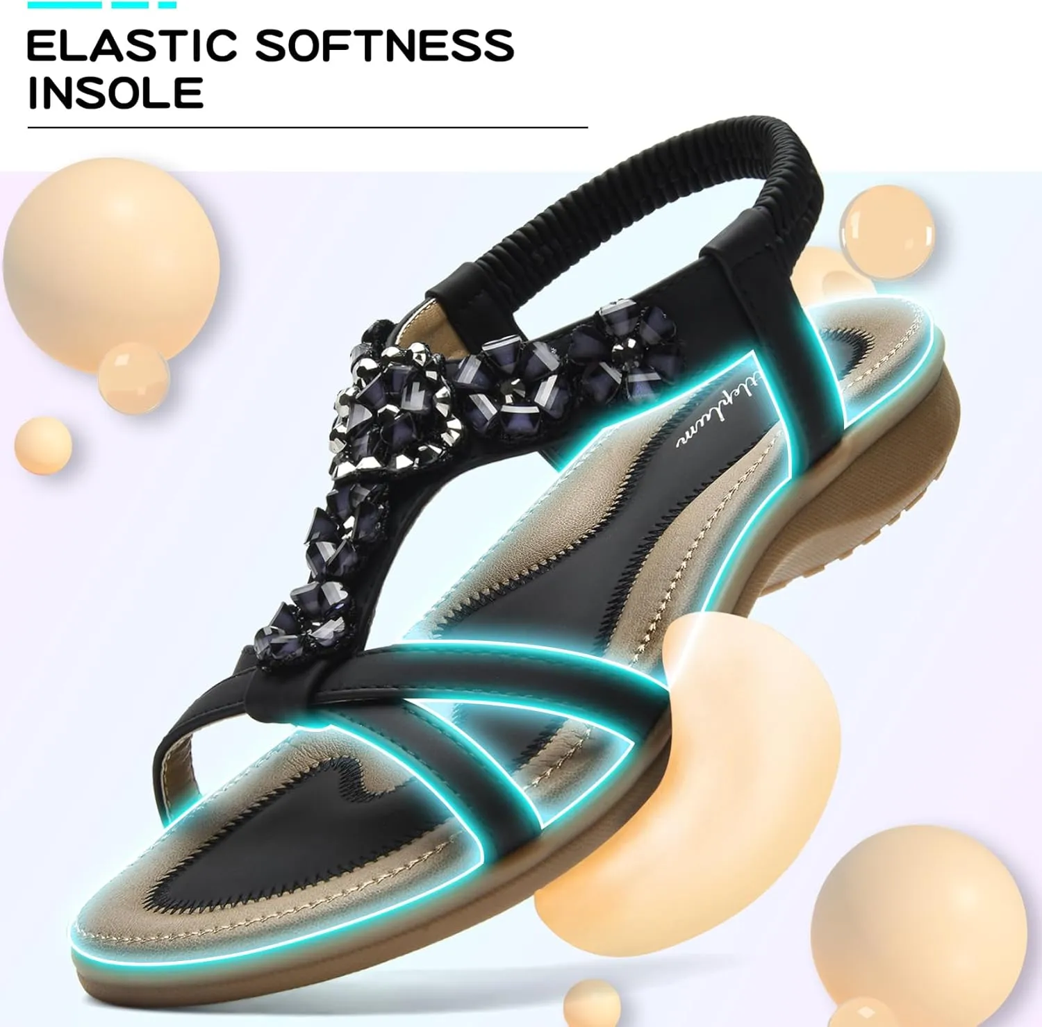 Littleplum Sandals Women Flat Dressy Sandal Summer Comfortable Slip-on Casual Beach Shoes Dress Bohemian Ankle Elastic Flats Sandals
