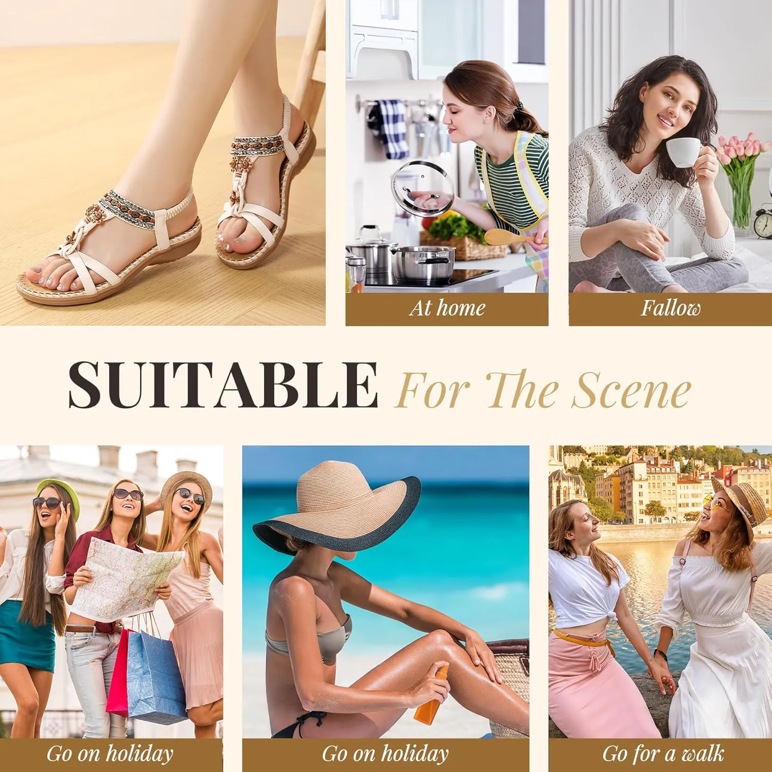 Littleplum Womens Sandals Arch Support Summer Beach Sandals Comfort Walking Shoes Bohemian Flip Flops Sandals for Women
