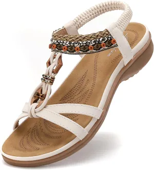 Littleplum Womens Sandals Comfort Arch Support Sandals Summer Walking Shoes Casual Ankle Elastic Flip Flops Sandals