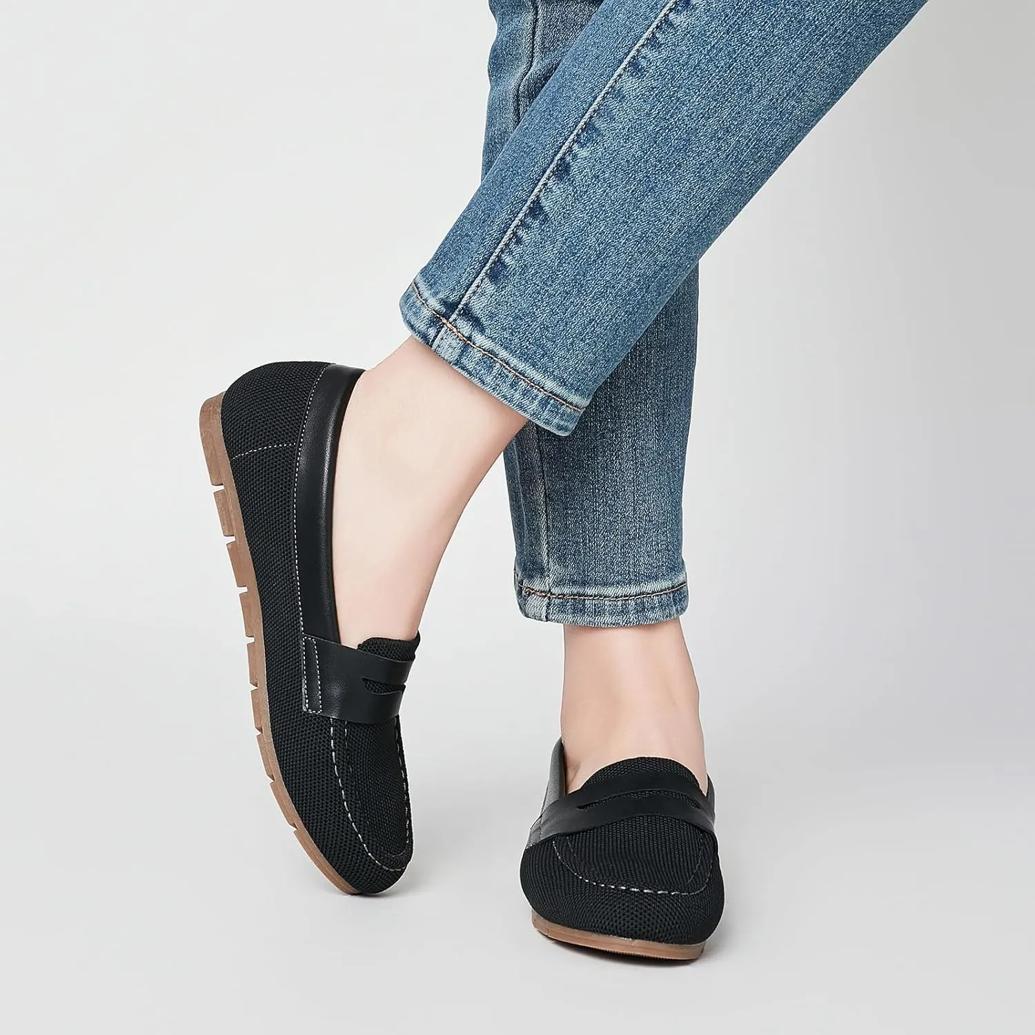 Loafers for Women Comfortable Dressy Casual Work Flats Lightweight & Breathable Slip On Walking Shoes Knit