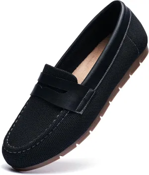 Loafers for Women Comfortable Dressy Casual Work Flats Lightweight & Breathable Slip On Walking Shoes Knit