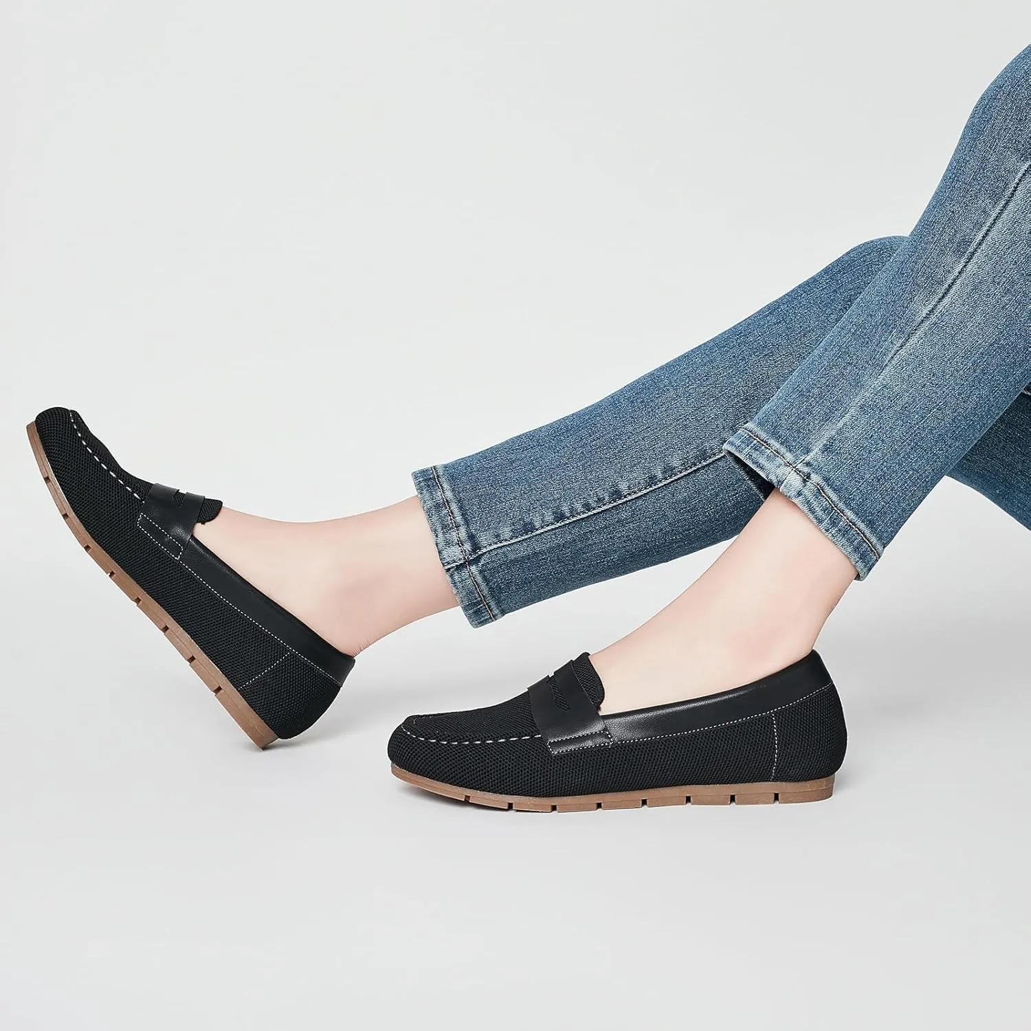 Loafers for Women Comfortable Dressy Casual Work Flats Lightweight & Breathable Slip On Walking Shoes Knit