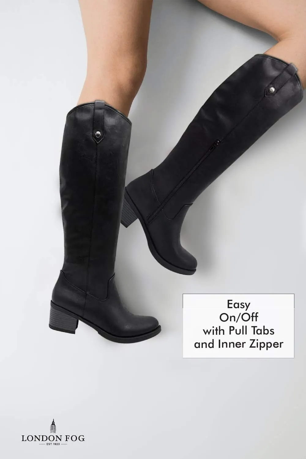 LONDON FOG Womens Irie Riding Boot, Regular and Wide Calf colors available