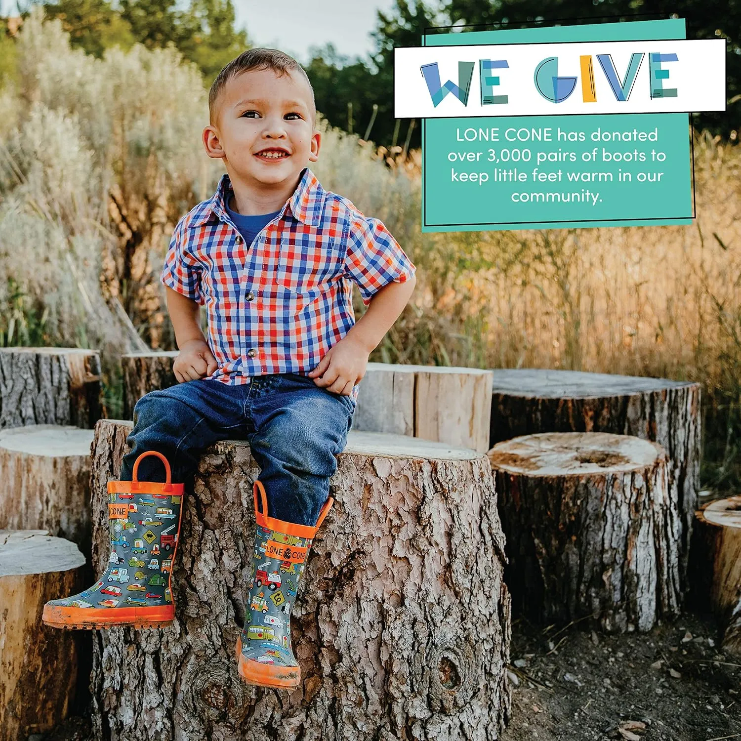 Lone Cone Kids Rain Boots for Girls & Boys – Waterproof Natural Rubber Toddler Rain Boots with Non-Slip Outsole & Easy Pull Handles – Solid, Pattern & Glitter Designs