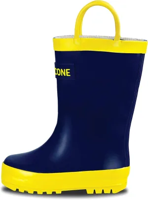 Lone Cone Kids Rain Boots for Girls & Boys – Waterproof Natural Rubber Toddler Rain Boots with Non-Slip Outsole & Easy Pull Handles – Solid, Pattern & Glitter Designs