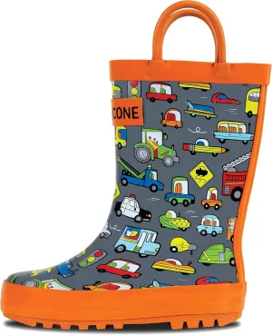 Lone Cone Kids Rain Boots for Girls & Boys – Waterproof Natural Rubber Toddler Rain Boots with Non-Slip Outsole & Easy Pull Handles – Solid, Pattern & Glitter Designs