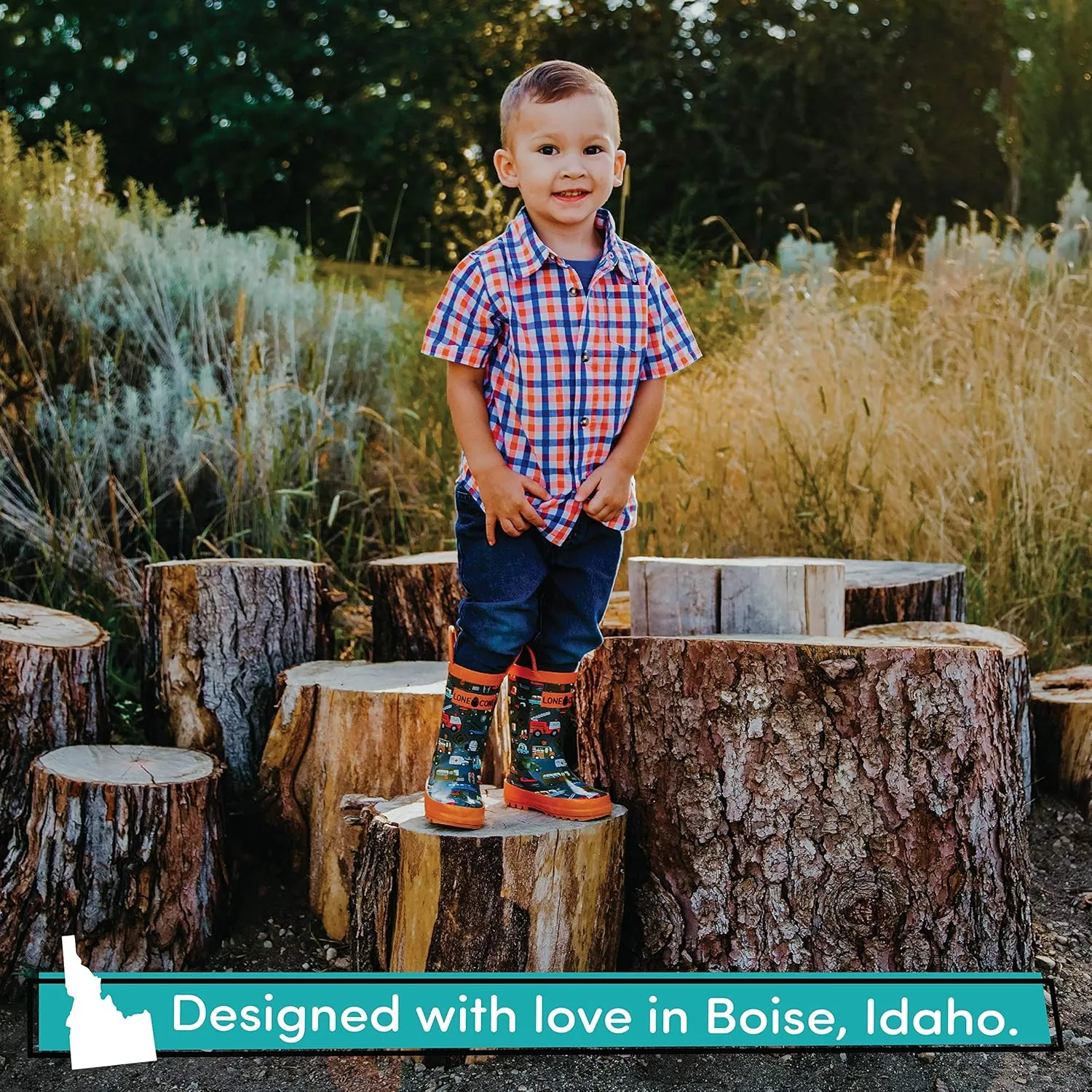 Lone Cone Kids Rain Boots for Girls & Boys – Waterproof Natural Rubber Toddler Rain Boots with Non-Slip Outsole & Easy Pull Handles – Solid, Pattern & Glitter Designs