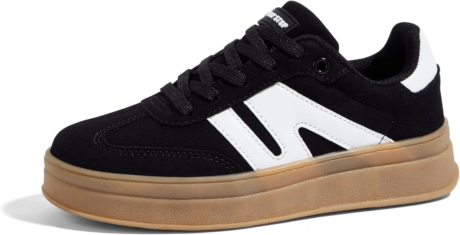 LUCKY STEP Boys Girls Platform Sneakers Fashion Casual Non Slip Walking Shoes Classic Retro Tennis Sneaker for Big Kids