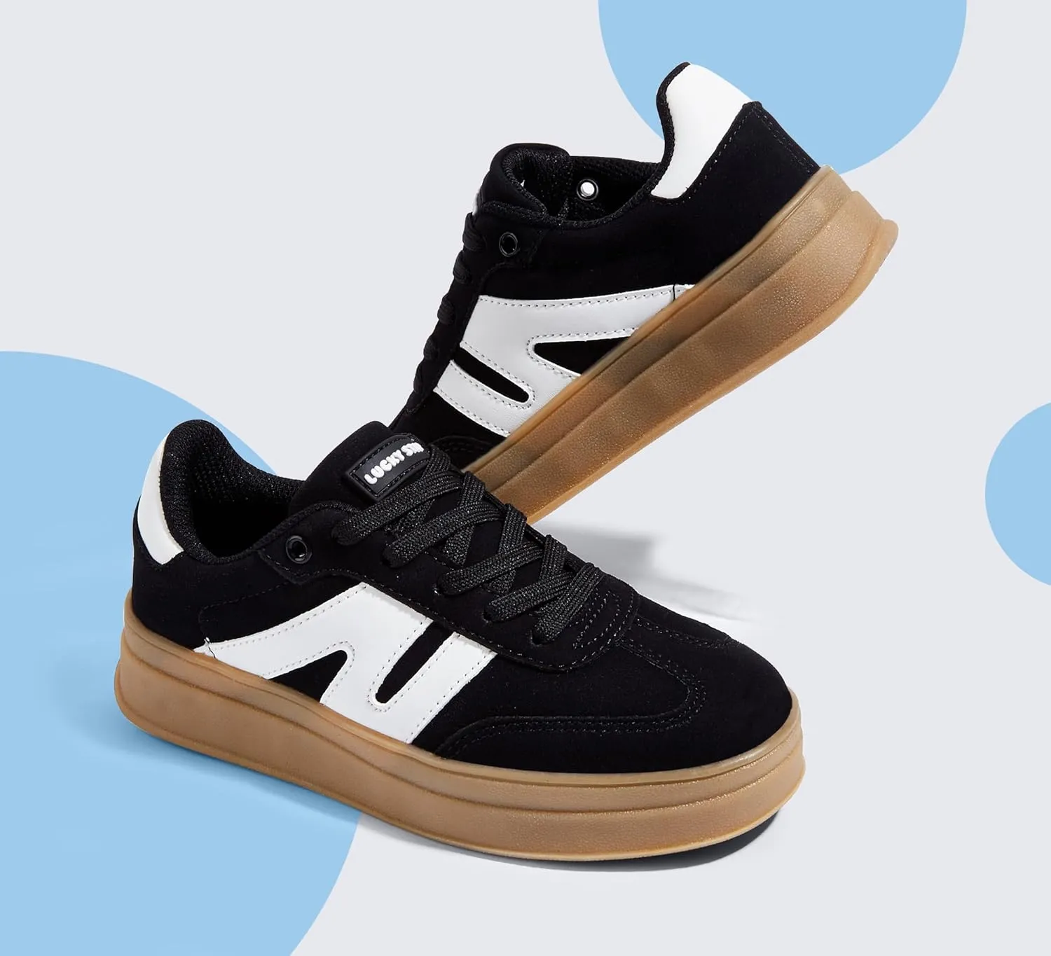 LUCKY STEP Boys Girls Platform Sneakers Fashion Casual Non Slip Walking Shoes Classic Retro Tennis Sneaker for Big Kids